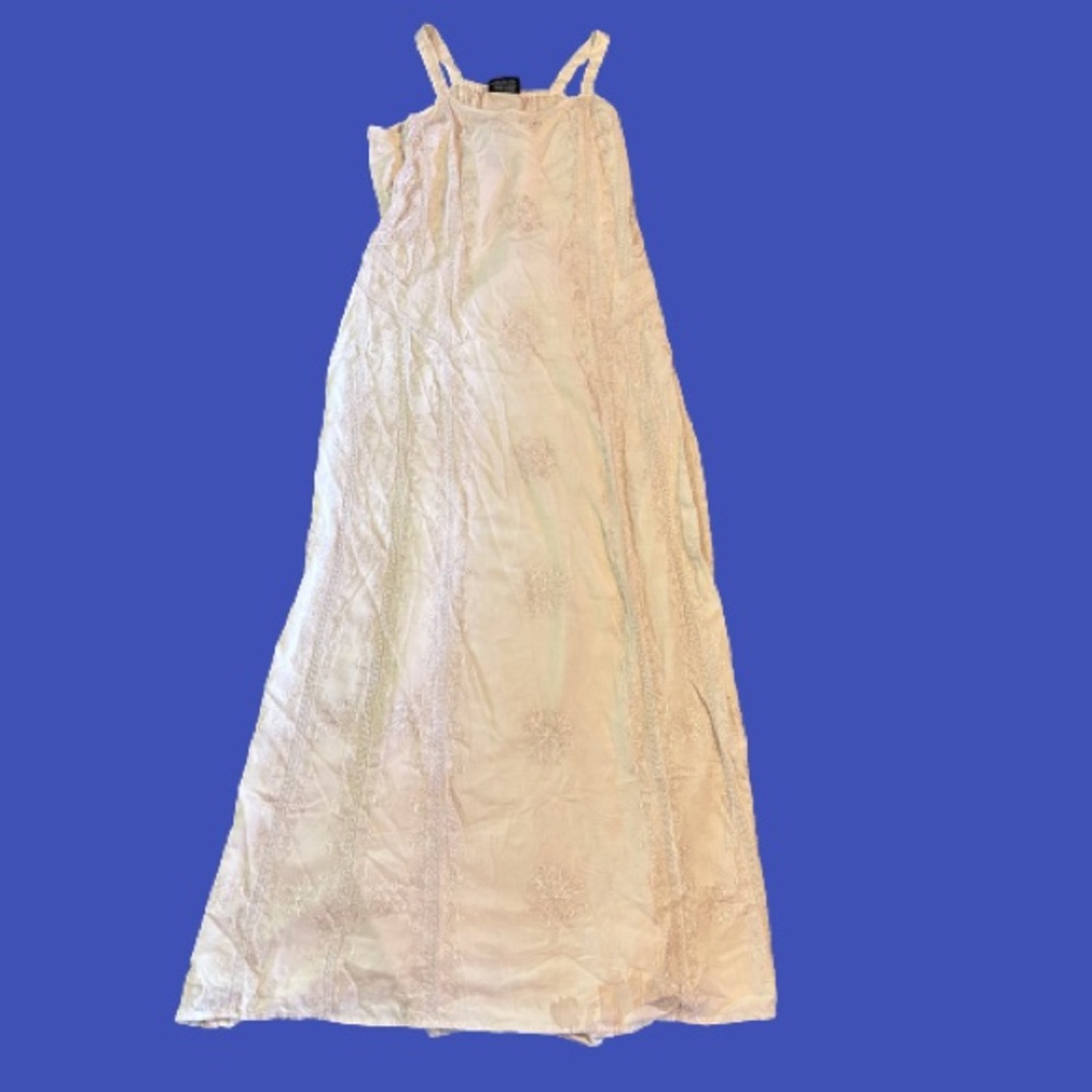 Vintage 90’s long embroidered bohemian cream dress NWT